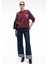 AUDRA Kadın Oversize Yuvarlak Yaka Nakış Detaylı Bordo Sweatshirt 4