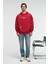 CLAY Erkek %100 Pamuk Kapüşonlu Çıtçıtlı Baskılı Cebi Süs Etiketli Kırmızı Sweatshirt 1