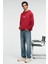 CLAY Erkek %100 Pamuk Kapüşonlu Çıtçıtlı Baskılı Cebi Süs Etiketli Kırmızı Sweatshirt 3