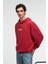CLAY Erkek %100 Pamuk Kapüşonlu Çıtçıtlı Baskılı Cebi Süs Etiketli Kırmızı Sweatshirt 4