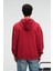 CLAY Erkek %100 Pamuk Kapüşonlu Çıtçıtlı Baskılı Cebi Süs Etiketli Kırmızı Sweatshirt 6
