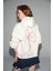 JASSES Kadın Oversize Nakışlı Kapüşonlu Beyaz Sweatshirt 1