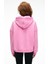 ALIRAYNE Kadın Baskılı Oversize Kapüşonlu Kanguru Cep Pembe Sweatshirt 6