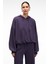 OLVERA Kadın Kapüşonlu Etek Ucu Balon Oversize Mor Sweatshirt 6