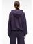 OLVERA Kadın Kapüşonlu Etek Ucu Balon Oversize Mor Sweatshirt 7