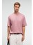 VINTAGE Erkek Kısa Kollu Yuvarlak Yaka Dokulu Gofre Kumaş Regular Fit Pembe T-Shirt 1