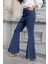 Kadın Yüksek Bel Cepli Ispanyol Paça Önü Dikişli Hafif Likralı Kumaş Pantolon(Ceket Kodu Jument 30080)-LACIVERT 3