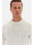 Slim Fit Ekru Rib Örgü Kazak 2