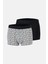Gri-Siyah 5210 2'li Desenli Pamuk Boxer 1
