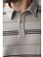 Boyalı Gri Çizgili Polo Yaka Erkek Sweatshirt E7172 2