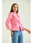 Kadın Blazer Ceket Bel Boy Vatkalı Tek Düğmeli Blazer Pembe - T026 3