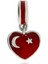 Türk Bayrağı Model Kalp Detay Gümüş Charm 2