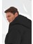 Su ve Rüzgar Geçirmez Kapüşonlu Şişme Siyah Erkek Mont 2182 2