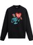 Grafiti Kalp ve Iskelet Figürlü Tasarım Baskılı Unisex Sweatshirt 1