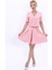 V Yaka Kısa Ceket & Kısa Kloş Etek-Pudra 2