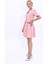 V Yaka Kısa Ceket & Kısa Kloş Etek-Pudra 3