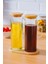 Bambu Altlıklı 2 Li Cam Yağlık Yağdanlık Sirkelik 400ML-400ML 1
