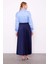 Lacivert Piliseli Saten Etek 4