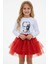 Kız Çocuk Kırmızı Tütü Etek Yaldızlı Astarlı ,23 Nisan 19 Mayıs 29 Ekim Eteği , Simli Kırmızı Etek 2