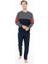 Erkek Bisiklet Yaka Uzun Kollu Pijama Takımı S26930 Cepli 1