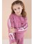 Gül Kurusu Yazı Nakışlı Şerit Detaylı Şardonlu Kız Çocuk Eşofman Takımı 23240 2