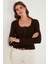 Premium Slim Fit Dantel Detaylı Yaka Örme Hırka Bayan Hırka 680HI00061 5