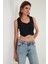 Slim Fit Kalp Yaka Düğmeli Kalın Askılı Crop Yelek Bayan Yelek 5865497 6
