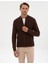 Erkek Kahverengi Slim Fit Fermuarlı Triko Hırka 50317341-VR029 1