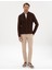Erkek Kahverengi Slim Fit Fermuarlı Triko Hırka 50317341-VR029 4