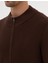Erkek Kahverengi Slim Fit Fermuarlı Triko Hırka 50317341-VR029 7