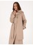 Kadın Bej Melanj Regular Fit Kaşe Kaban 50309079-VR156 1