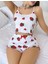 Kadın Beyaz Çilek Desenli Şortlu Pijama Takımı 5053 3
