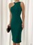 Omuz Dekolteli Midi Krep Elbise 581832 Zümrüt 1