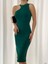 Omuz Dekolteli Midi Krep Elbise 581832 Zümrüt 2