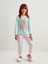 Yeni Sezon Bisiklet Yaka Baskılı Kız Çocuk Pijama Takımı 1