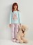 Yeni Sezon Bisiklet Yaka Baskılı Kız Çocuk Pijama Takımı 3