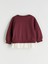 Yeni Sezon Bisiklet Yaka Çiçek Aplikeli Kız Çocuk Sweatshirt 5