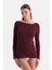 Bordo Modal Kaşmir Kayık Yaka Uzun Kollu Üst 1