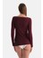 Bordo Modal Kaşmir Kayık Yaka Uzun Kollu Üst 2