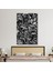 Tekli Dikey Kanvas Tablo Siyah Beyaz Çizgisel Soyut Yapraklar 1