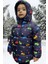 Erkek Çocuk Polarlı Kapüşonlu Araba Yıldız Ay Desenli Kışlık Şişme Mont & Kaban & Parka 4
