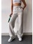 Kadın Açık Gri Içi Polarlı Kışlık Bağcıklı Yüksek Bel Bol Paça Eşofman Altı 1