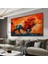 Ateş Püsküren Aslan Kanvas (Led) Işıklı Tablo 1