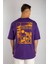 Mor Unisex Oversize Yokohama Grafik Tişört 2