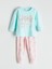 Yeni Sezon Bisiklet Yaka Baskılı Kız Çocuk Pijama Takımı 1