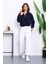 Lacivert Önü Fermuarlı Üç Iplik Crop Sweat 2