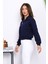 Lacivert Önü Fermuarlı Üç Iplik Crop Sweat 3