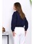 Lacivert Önü Fermuarlı Üç Iplik Crop Sweat 4