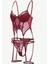 Bordo Babydoll Iç Giyim Seti Bustiyer ,külot , Bacak Bantları 5