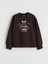 Yeni Sezon Bisiklet Yaka Baskılı Kız Çocuk Sweatshirt 1